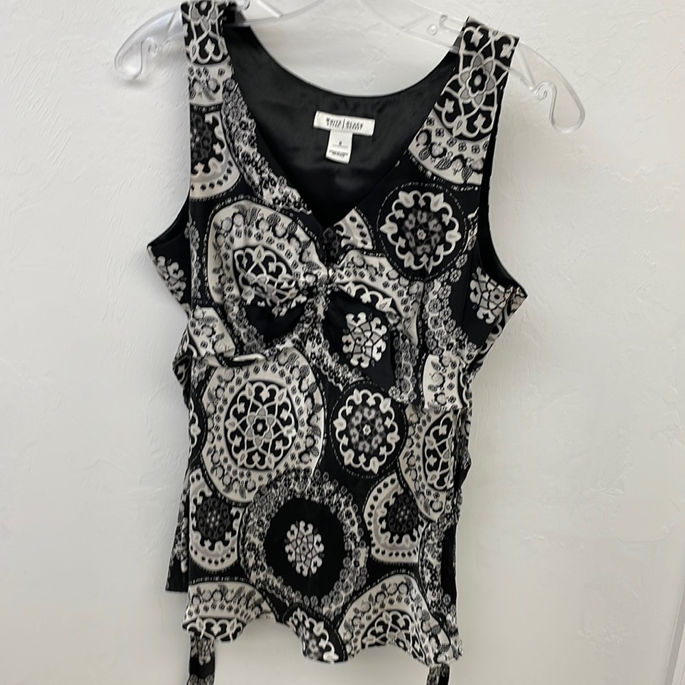 WHBM Black Silk Sleeveless Flowy Blouse Top Small